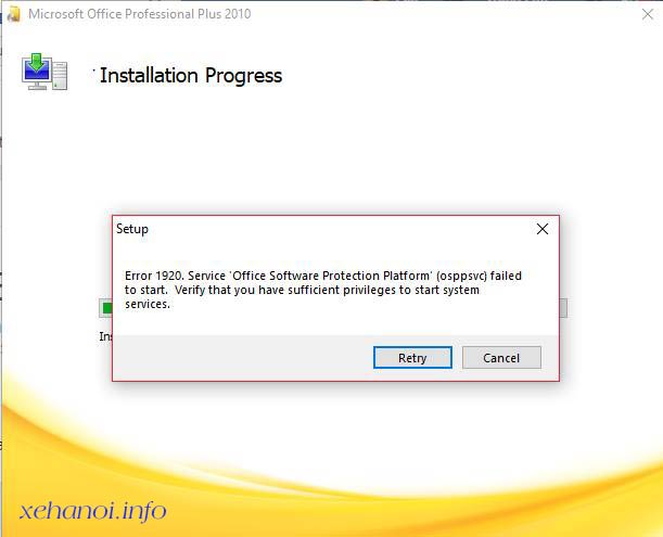 Lỗi Error 1920 trên microsoft office